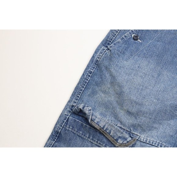 Vintage 90s Marithe Francois Girbaud Mens 40 Spell Out Baggy Strap Denim Shorts - Picture 5 of 13